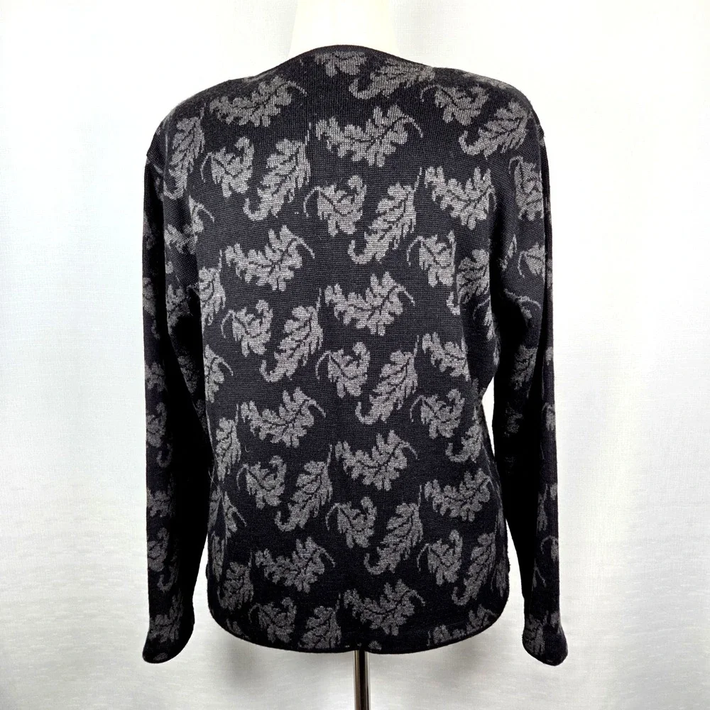Talbots Black Floral Embroidered Cardigan Women's‎ L Button Up Cottagecore Bloom